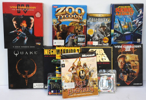 Lot 67 - Box lot - Vintage & Modern PC Games & packaging - Quake (box on Lot 67 - Box lot - Vintage & Modern PC Games & packaging - Quake (box on