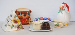 Lot 73 - Group lot of Ceramics inc Victorian Cheese Dome cover, Japanese Novelty Lot 73 - Group lot of Ceramics inc Victorian Cheese Dome cover, Japanese Novelty