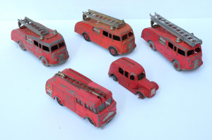Lot 103 - Lot of Vintage Dinky Fire Engines and Marshall's Car