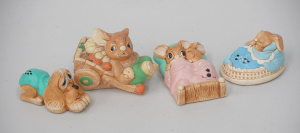 Lot 111 - 4 x Vintage English Pendelfin Figures Rabbits - Twins, Poppet & B Lot 111 - 4 x Vintage English Pendelfin Figures Rabbits - Twins, Poppet & B