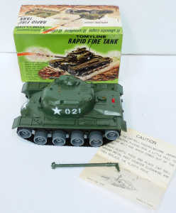 Lot 127 - Retro Tomyline No 64 Rapid Fire Tank in Original Box It Shoots Caps, S Lot 127 - Retro Tomyline No 64 Rapid Fire Tank in Original Box It Shoots Caps, S
