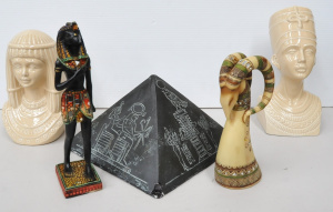 Lot 138 - Group of Egyptian Objects, including a Pair of Busts depicting Cleopat Lot 138 - Group of Egyptian Objects, including a Pair of Busts depicting Cleopat