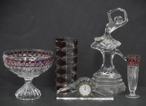 Lot 140 - Group lot Crystal inc Italian Ballerina Figure on stepped base 28cm H, Lot 140 - Group lot Crystal inc Italian Ballerina Figure on stepped base 28cm H,