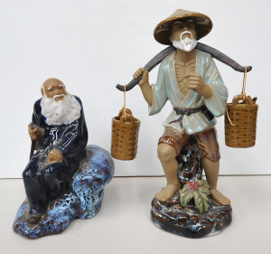 Lot 152 - 2 Chinese Shiwan Mudman Figures depicting an Old Man Seated 21cm H, an Lot 152 - 2 Chinese Shiwan Mudman Figures depicting an Old Man Seated 21cm H, an