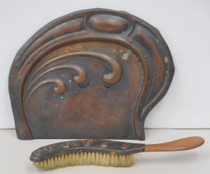 Lot 160 - Art Nouveau Copper Crumb Tray and Brush Lot 160 - Art Nouveau Copper Crumb Tray and Brush