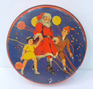 Lot 167 - Vintage Australian Willow Kitchenware Christmas Tin c1950s 19cm D
