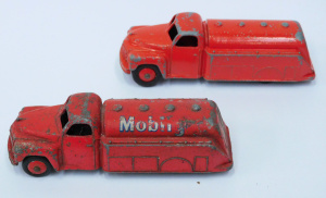 Lot 182 - 2 Vintage Diecast Dinky Toy Tankers - Red one with Part Mobil decal Lot 182 - 2 Vintage Diecast Dinky Toy Tankers - Red one with Part Mobil decal