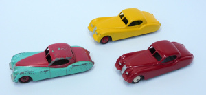 Lot 184 - 3 x Vintage Dicast Dinky Toy Jaguars No 157 - (2 Restored)