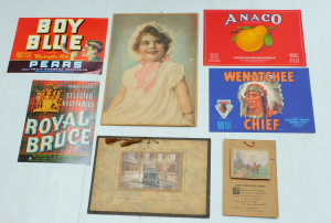 Lot 197 - Group lot - vintage Ephemera - colourful old Fruit & Veg labels, V Lot 197 - Group lot - vintage Ephemera - colourful old Fruit & Veg labels, V