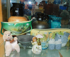 Lot 198 - Group Lot of Mid Century Pottery, Porcelain and Glass, inc Vases, Pots
