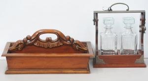 Lot 207 - 2 pces inc PB & S England Tantalus with Brass mounts & Handle Lot 207 - 2 pces inc PB & S England Tantalus with Brass mounts & Handle