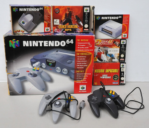 Lot 3 - Nintendo 64 Console in Original Box, 2 Controllers, Rumble Pack and Cont