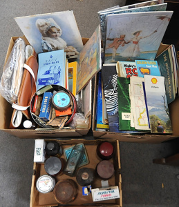 Lot 18 - 3 Boxes Ephemera & Packaging inc Vintage BP, Shell, Golden Fleece A