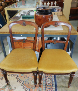 Lot 23 - Pair of Victorian Carved Oak Spade Backed Chairs, Marble Benchtop, Larg