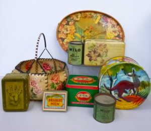 Lot 38 - Box Lot of Assorted Vintage Items inc, card basket, Decoupage Tray and