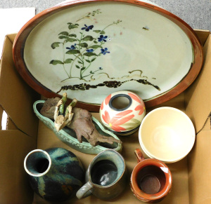 Lot 39 - Group Lot of Australian Pottery inc Huntley Charger and Figure on Log,