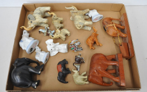 Lot 81 - Box Lot of Assorted Elephant Figurines inc, wooden, china, ebony, decor