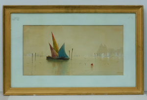 Lot 87 - James Swinton-Diston (1857-1940) Gilt Framed Watercolour - Fishing Boat