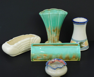 Lot 129 - Group lot of Australian Pottery inc Diana Green & Brown glaze Log