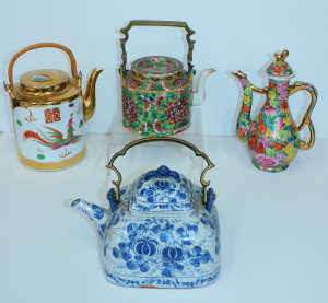 Lot 135 - Group of 4 Highly Decorated Chinese Tea Pots