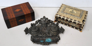 Lot 144 - 3 x Victorian Era Items inc, 19th C Anglo Indian lidded box with torto