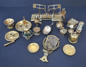 Lot 150 - Lot of Miniature Brass & Other Pieces incl Drawbridge, Miners Lamp
