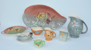 Lot 161 - Group lot of Vintage Shorter & Sons Raised Floral ceramics inc Lar