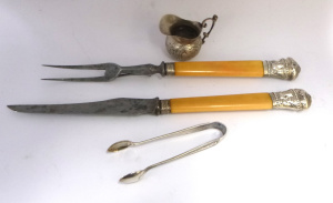 Lot 166 - Group lot of Silver inc English Hallmarked Walker & Hall Sugar Ton