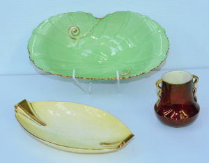 Lot 178 - 3 pces Vintage Carlton Ware lustre inc Rouge Royale twin handled vase