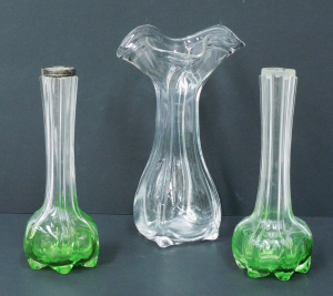 Lot 180 - 3 Art Nouveau European Bulbous Blown Glass Vases, A Pair and One Other