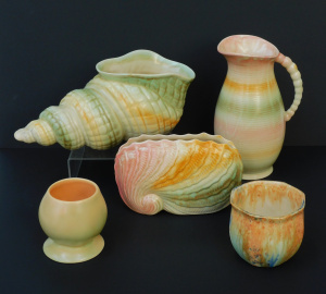 Lot 187 - Group lot Vintage English Shorter & Sons Ceramic Vases inc Conch s