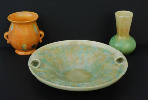 Lot 189 - 3 Pces Vintage Beswick Ware Ceramics inc Art Deco Twin Handled Orange