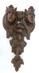 Lot 194 - Circa 1900 Carved Oak Architectural Boss depicting Royalty King and Pr