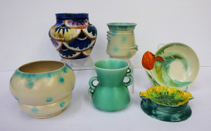 Lot 197 - Group Lot of 1930s Carlton Ware China all with satin glaze inc, hand p