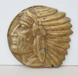 Lot 199 - Vintage Heavy Brass Indian Wall Plaque 24cm H