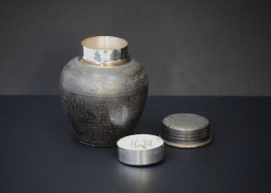 Lot 205 - Vintage Japanese Ibushi Silver Brass Tea Caddy 13cm H