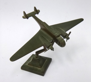 Lot 218 - Vintage Brass Trench Art Beaufort Model Aeroplane - Mounted on square