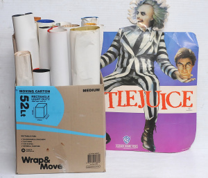 Box lot of Vintage Assorted Movie Posters incl Beetlejuice (AF), Indiana Jones,