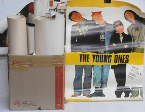 Box lot of Vintage Assorted Music & Car Posters incl The Young Ones, Jaguar