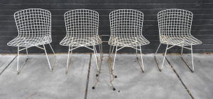 Lot 1 - Lot of Mid Century Furniture incl Set of c1970s 4 x White Painted Metal
