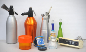 Lot 18 - Lot of Retro and Kitch Items inc Anodised Soda Syphons and Cream Whippe