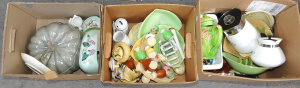 Lot 21 - 3 x Boxes Vintage Ceramics inc Carlton Ware, Corning ware Stove top per