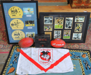 Lot 51 - Lot of Sport Items incl Framed Richmond Premiership Pic, Vintage Metal