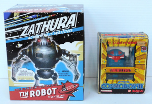 Lot 123 - 2 Boxed Retro Robot Toys inc Actron Cosmoboy II Remote Controlled Robo
