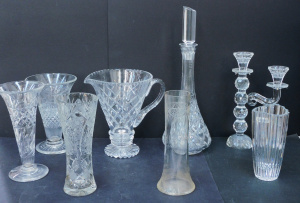 Lot 129 - Group lot Vintage & Modern Crystal inc Diamond Cut Decanter 42cm H