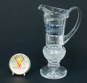 Lot 133 - Cut Crytal Carafe and Unusual Paragon V for Victory Pin Dish Patriotic