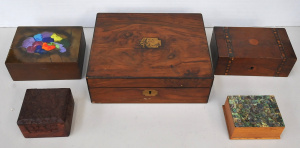 Lot 147 - Group lot vintage wooden jewellery boxes inc Large with tray insert &a