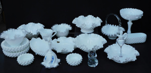 Lot 178 - Large Group Lot of Fenton Milk Glass - Tallest Item 19cm H