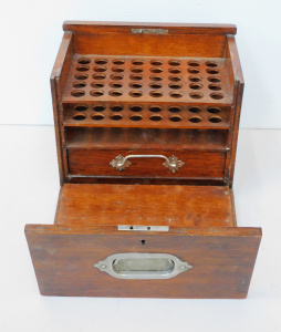 Lot 199 - Vintage Oak Cigar Humidor - with lower drawer - Lockable & porta