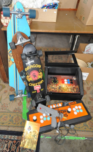 3 x Longboard Skateboards & Mixed Video Game Items incl Boxed Street Fighter